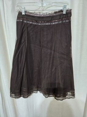 H&M Brown A-Line Skirt with Sequin Trim